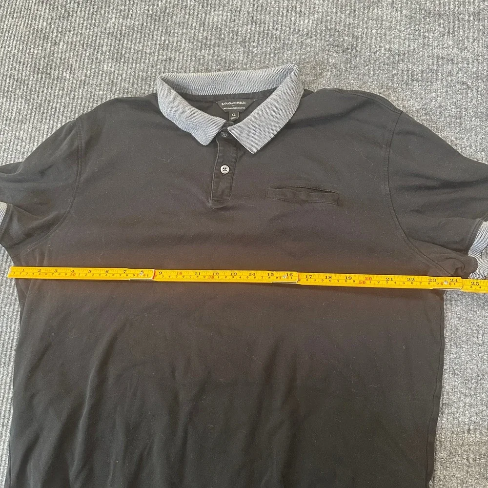 Banana Republic Mens Luxe Touch Performance Polo XL Black Contrast Collar